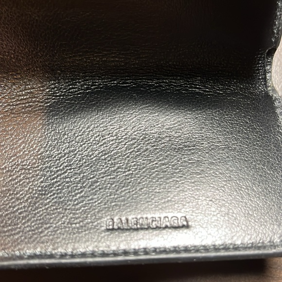 BALENCIAGA Leather Punching Mini Wallet Trifold Black Women Unused S1904 - Picture 7 of 16
